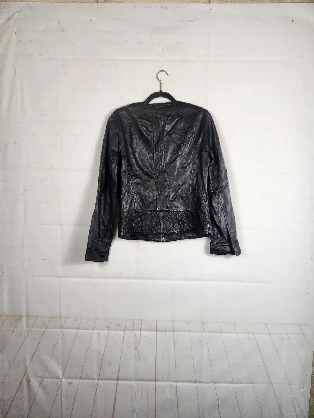 Tory Burch Daphne Black Lambskin Leather Quilted Moto Jacket Size 8-10